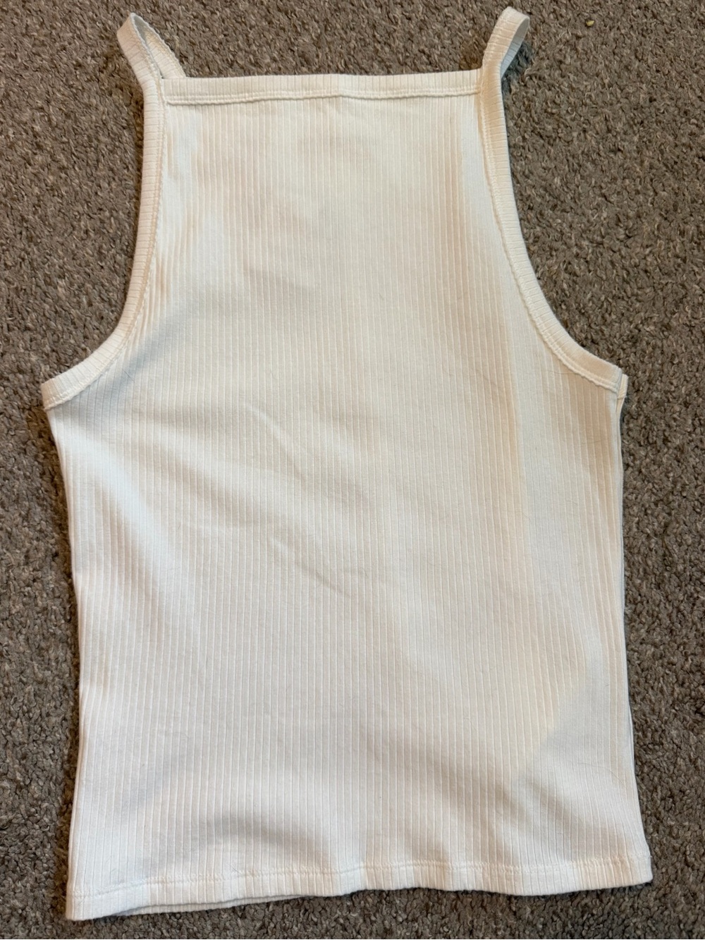 Free People White Ribbed Square-Neck Tank